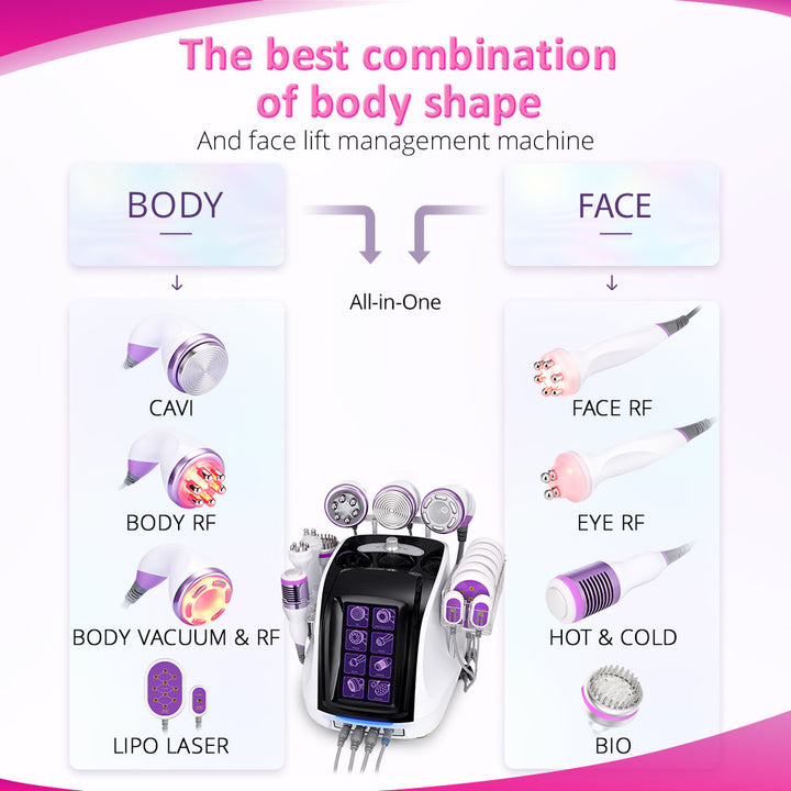 Different handles of 9 in 1 40k Aristorm Ultrasonic Cavitation Machine