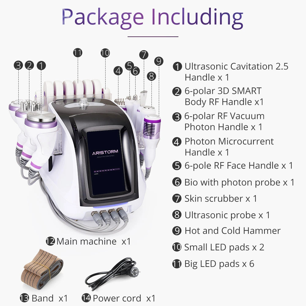 The package list of New Cavitation 2.5 40K Vacuum Cavitation Machine