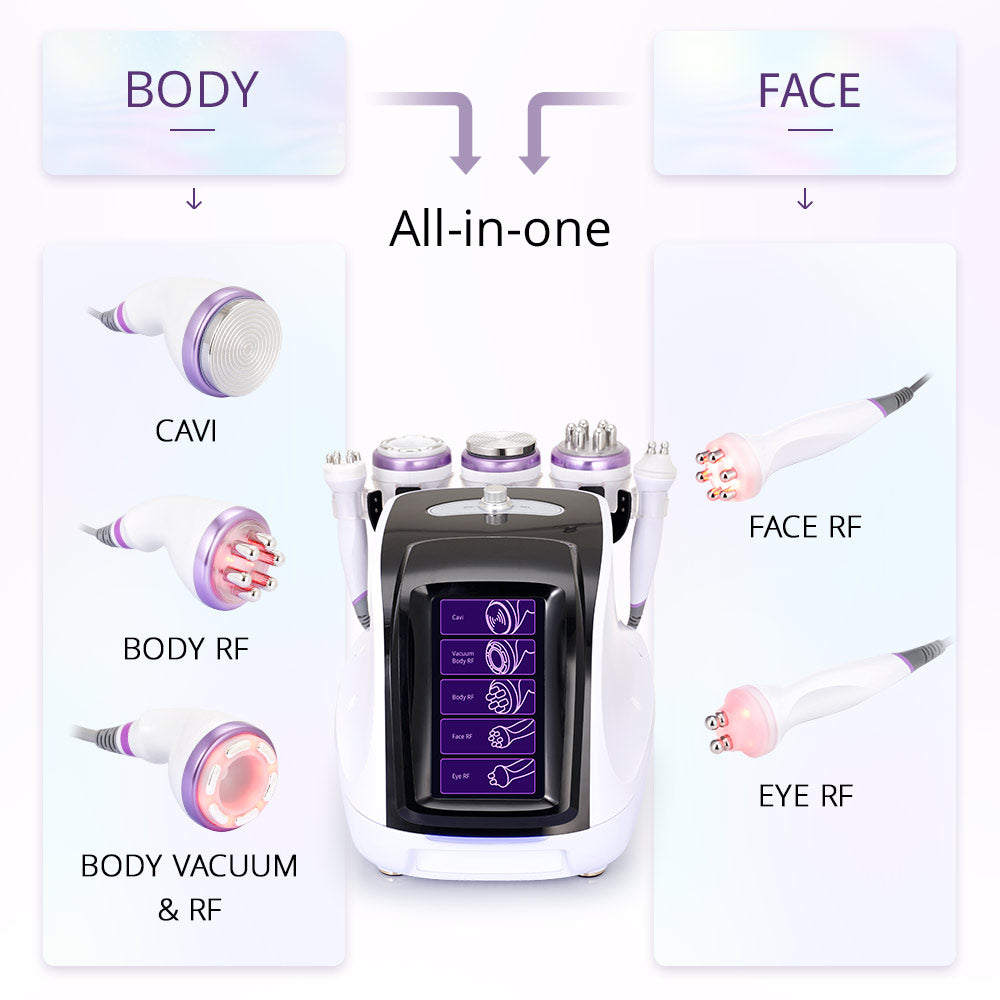 handles of 5 In1 40K Cavitation Radio Frequency Facial Machine