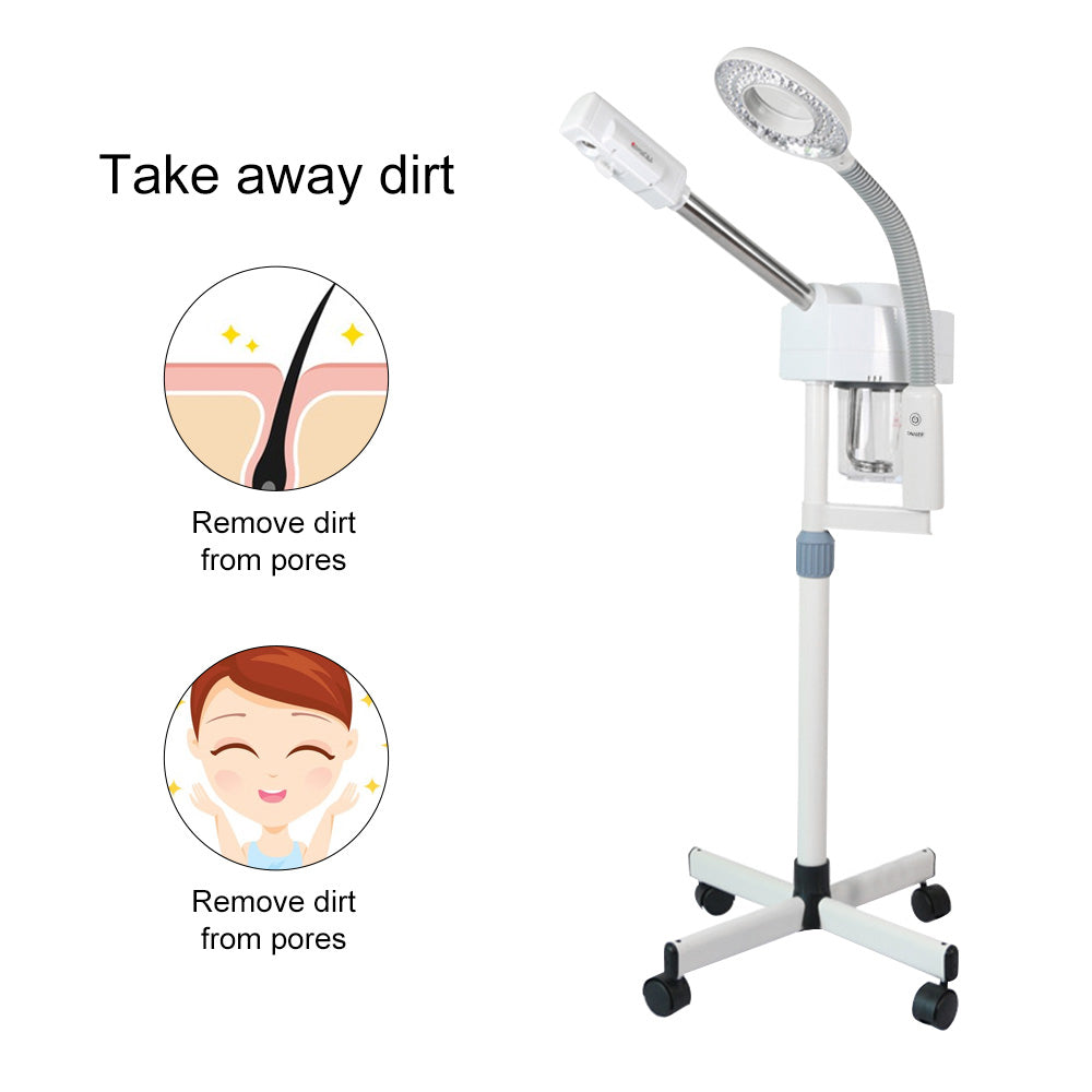 2 In 1 Facial Steamer & LED Magnifying Lamp UV Sterilization Spa Salon Equipment