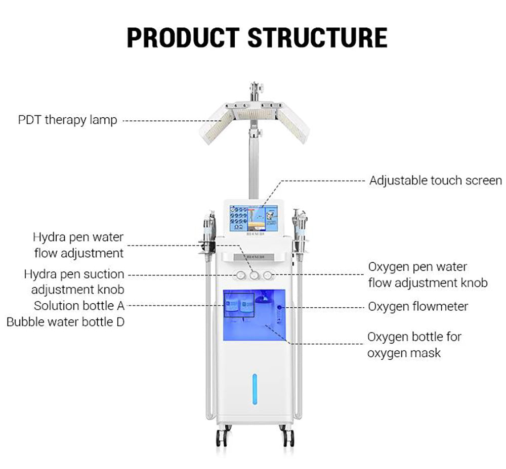14 In 1 Hydro Dermabrasion PDT Light Therapy Beauty Machine Facial Aqua Peeling