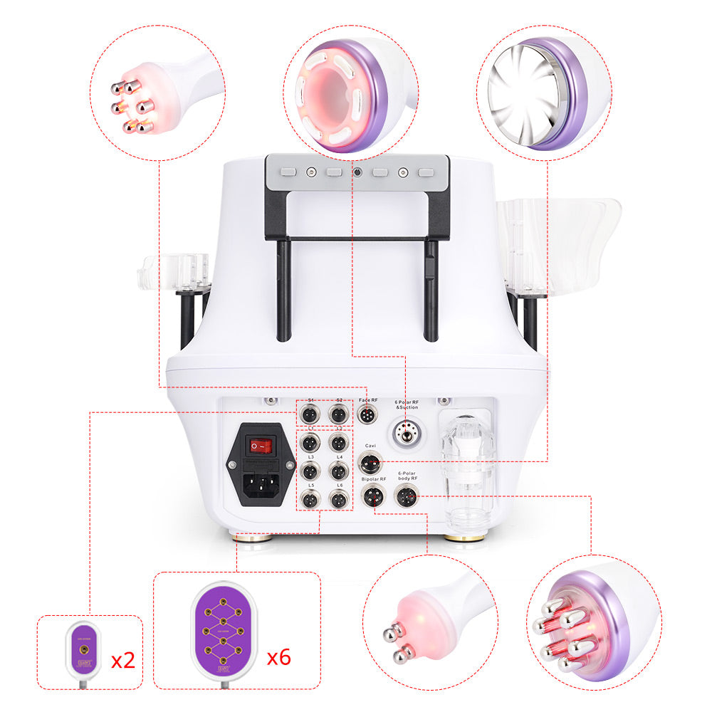 Interfaces of 80k 6 In 1 Ultrasonic Cavitation Machine