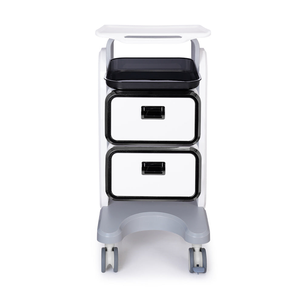 Front side view of Double Drawer Styling Plant Rolling Cart Trolley