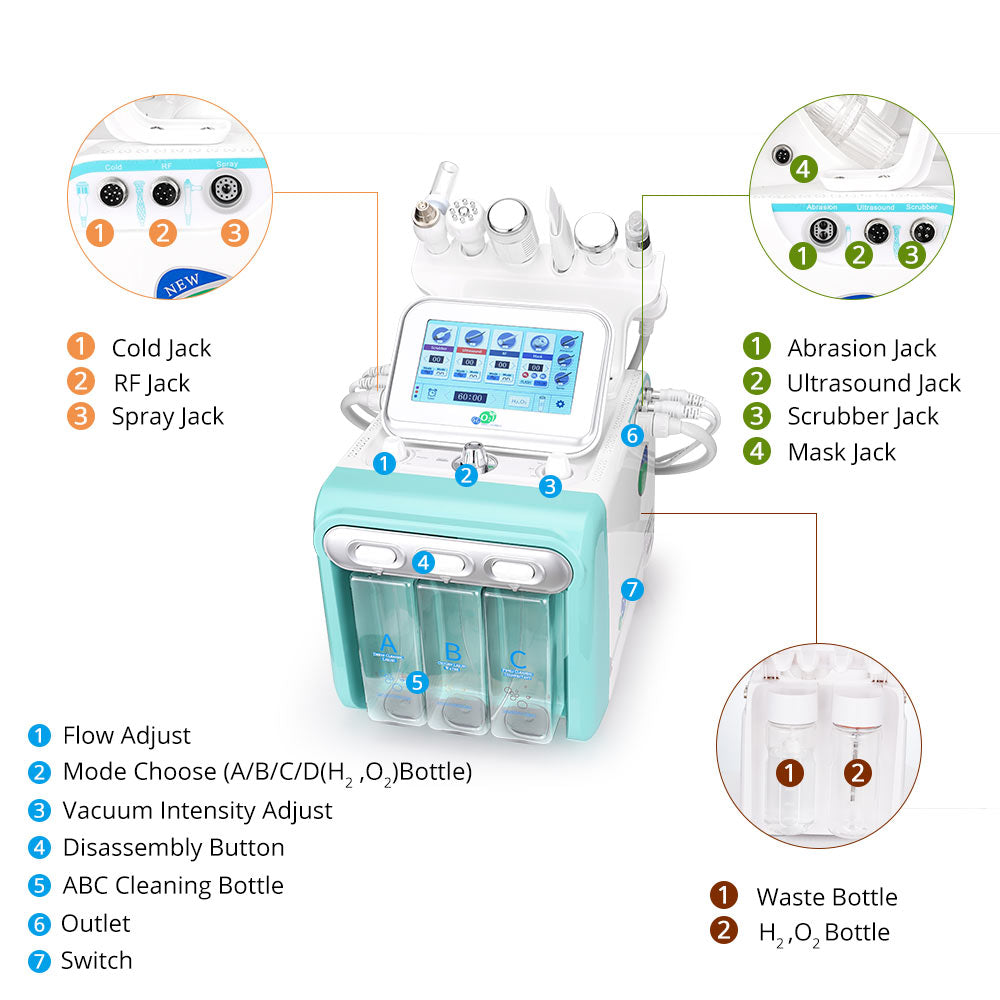 7-in-1 Hydra Dermabrasion H2O2 Aqua Peeling Beauty Machine Facial Rejuvenation