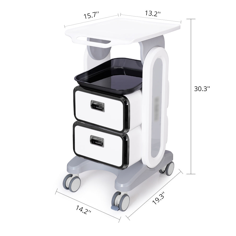 product side of Double Drawer Styling Plant Rolling Cart Trolley