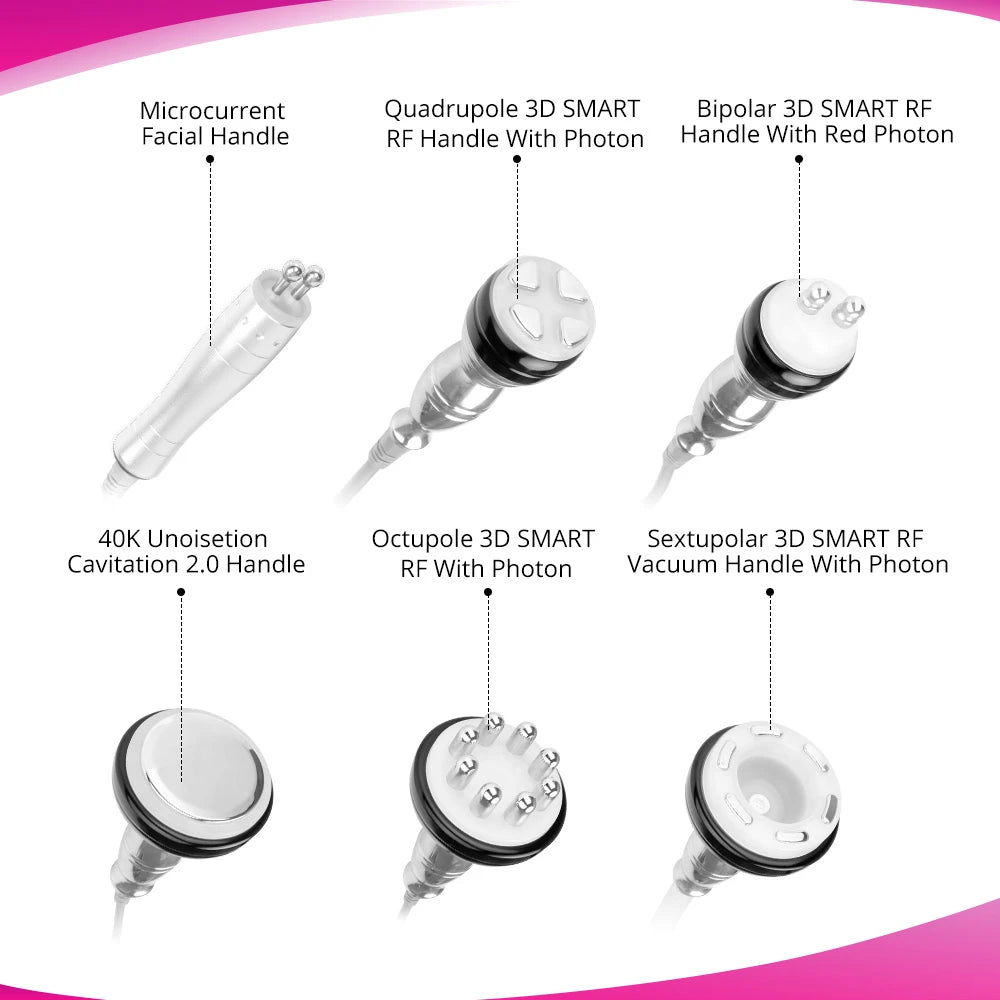 The different handles of 5 in 1 Spa Vacuum Ultrasonic Cavitation Machine
