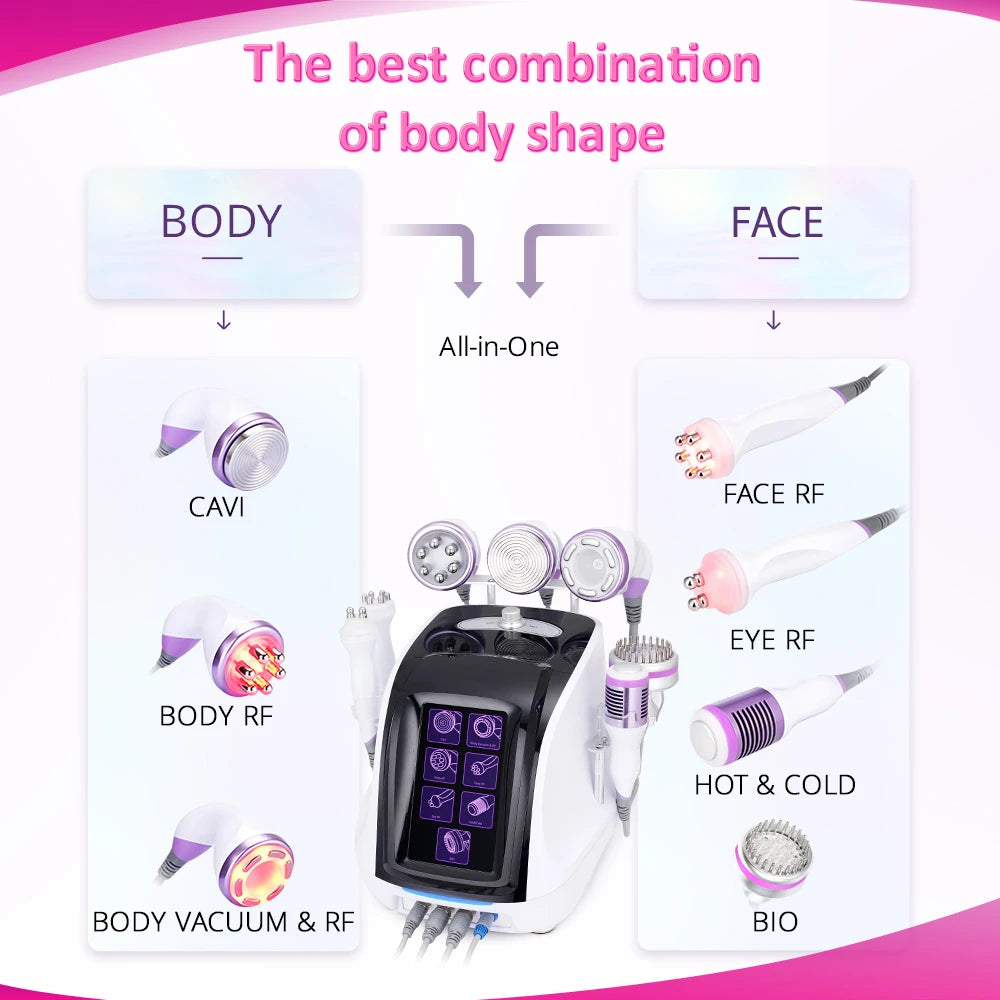 Different functions of  9 in 1 Aristorm 40K Cavitation Machine