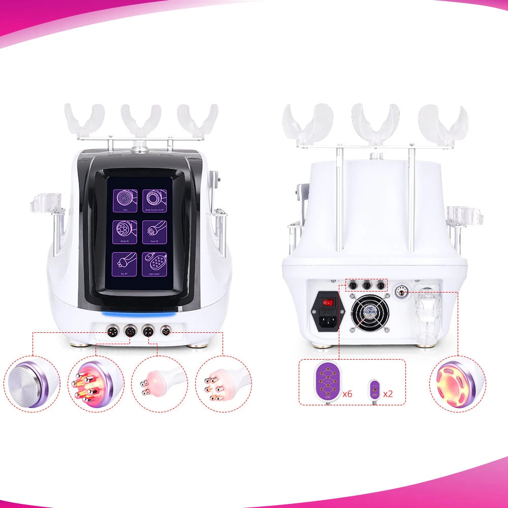 The interfaces of Aristorm 6 In 1 Lipo Cavitation 2.5 Ratio Frequency Vacuum Cavitation Machine
