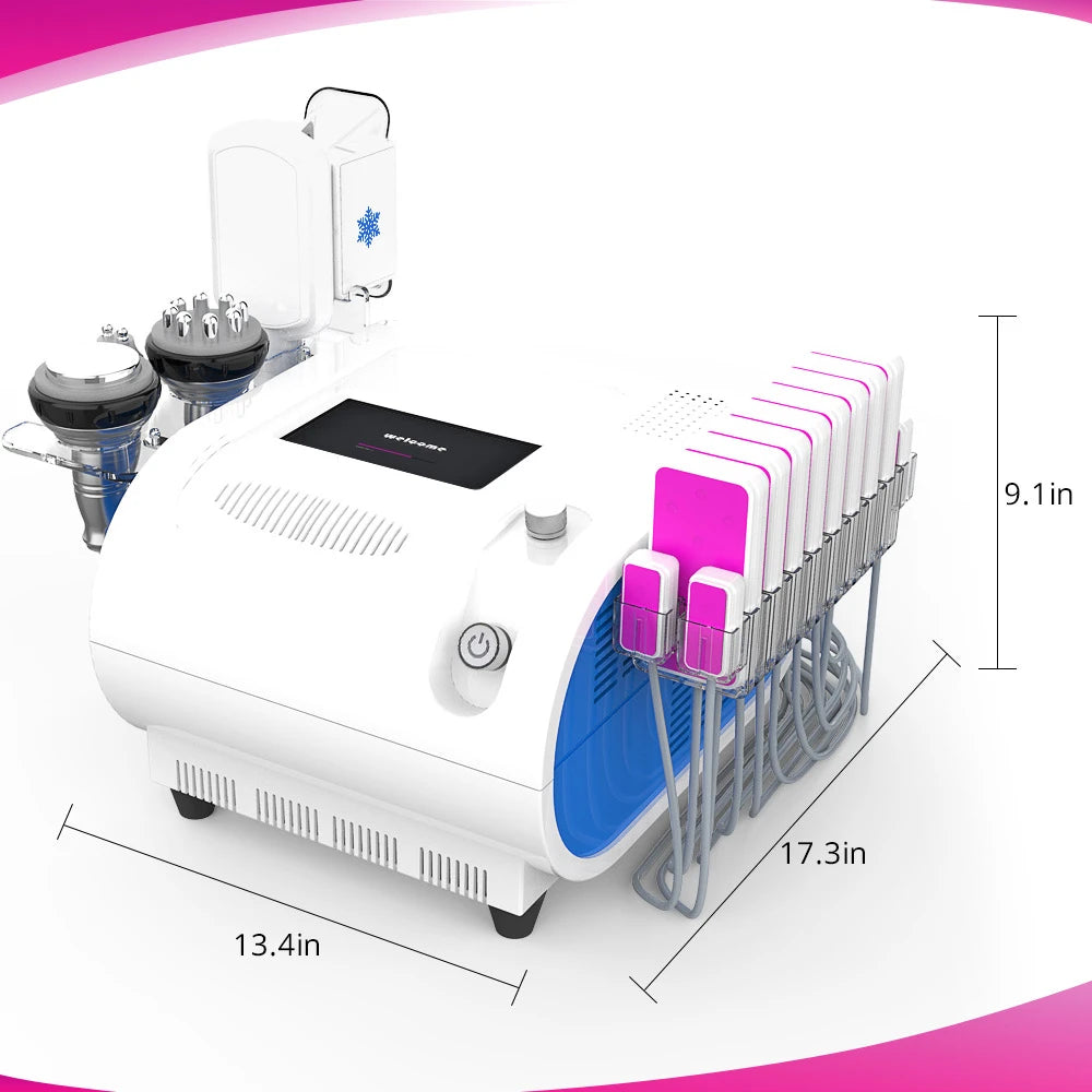 Product size of 5 In 1 Vacuum Body Contouring Freeze Radio Frequency Cavitation Machine
