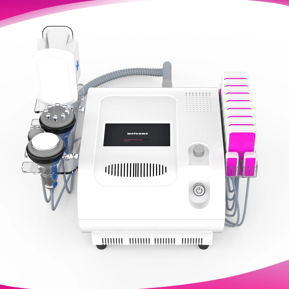 Front size of 5 In 1 Vacuum Body Contouring Freeze Radio Frequency Cavitation Machine