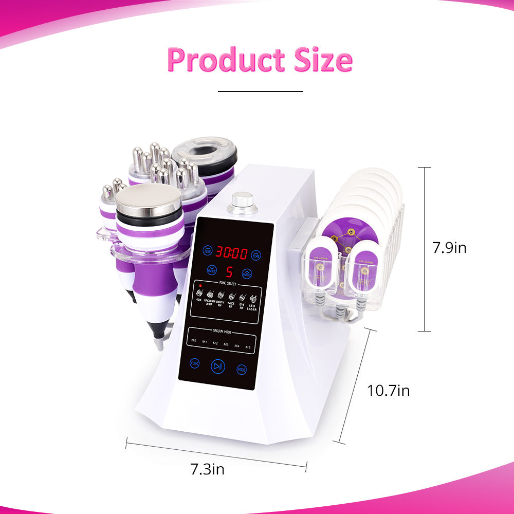 Product size of 6 in 1 40k Unoiestion ultrasonic cavitation 2.0 machine