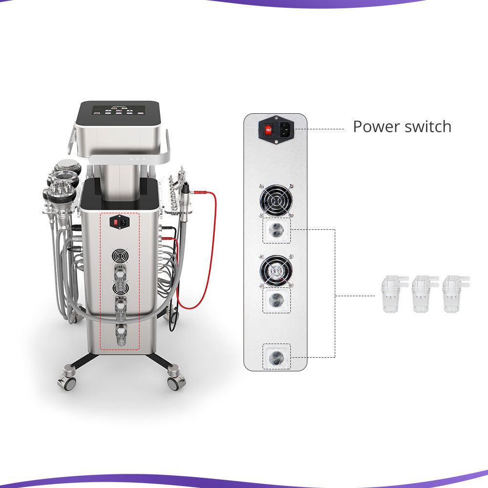 power switch of 8 in 1 Professional Unoisetion Cavitation Machine