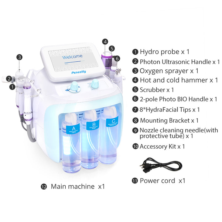 Peneelily 6 in 1 Hydro Dermabrasion Blackhead Removal Skin Scrubber Deep Cleaning Machine