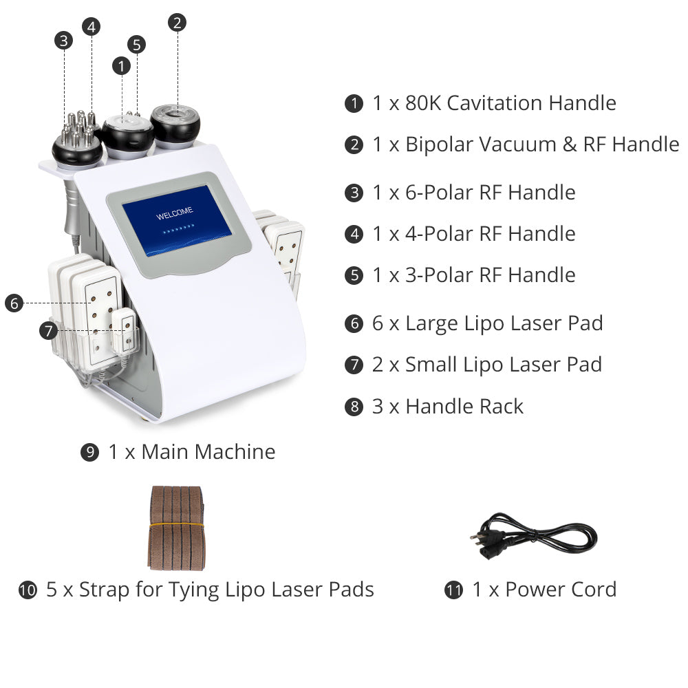 6 In 1 80k Cavitation Machine With Vacuum Radiofrequency For Body Contouring