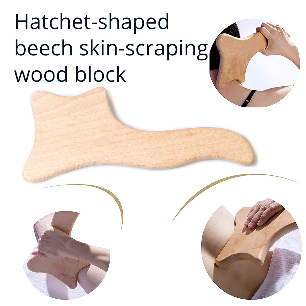 hatchet-shaped beech skin-scraping wood block