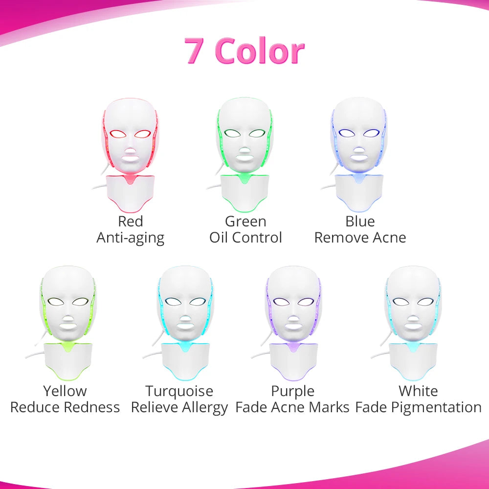 7 colors of Color PDT Facial LED Photon Therapy Mask