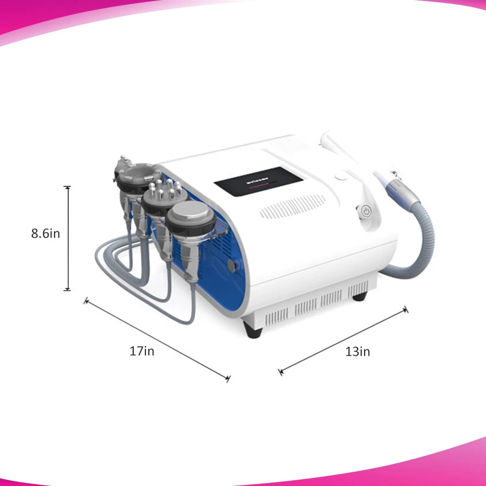 product size of 5 in 1 Cavitation Vacuum Radio Frequency Cold Freeze Machine