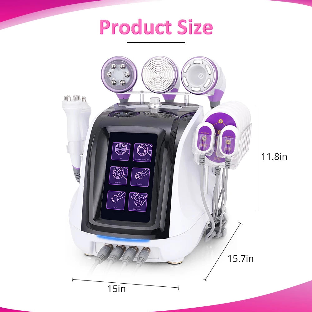 The product size of Aristorm 6 In 1 Lipo Cavitation 2.5 Ratio Frequency Vacuum Cavitation Machine